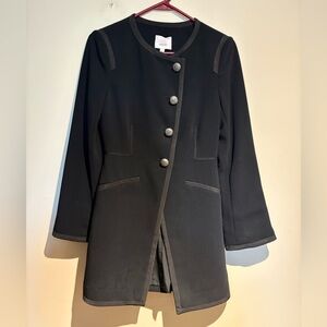 Cinq a Sept Triacetate Blend Solid Asymmetrical Jacket Size 4 Black READ